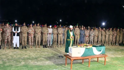 لورالائی میں میجر توصیف احمد بھٹی اور 4 شہداء کی نمازِ جنازہ ادا؛