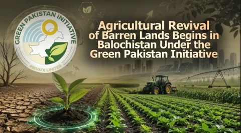 گرین پاکستان انیشیٹو: بلوچستان میں 1147 ایکڑ بنجر زمین قابل کاشت
